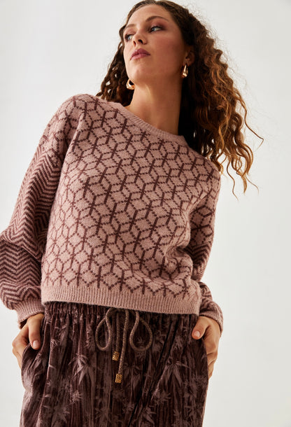 Geometric Crew Neck Sweater
