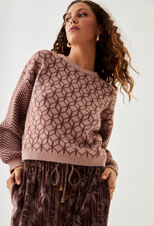 Geometric Crew Neck Sweater