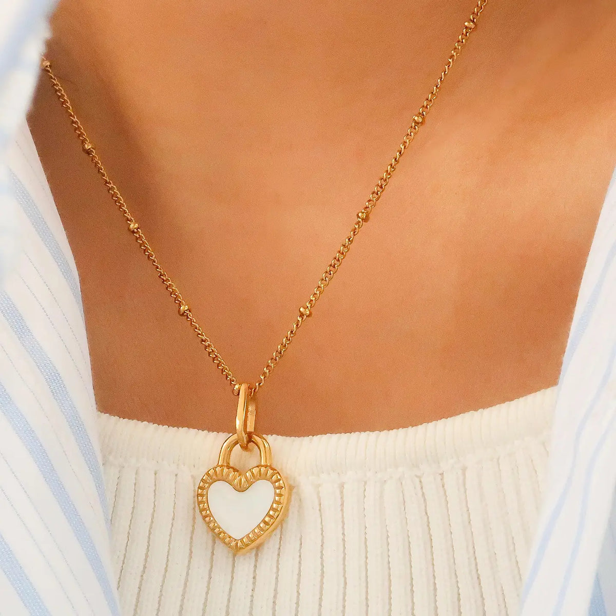 Kylie Double Sided Black & White Heart Necklace