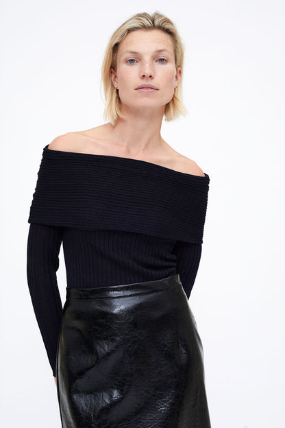 Wild Pony Cowl Neck Top with Lurex Detail
