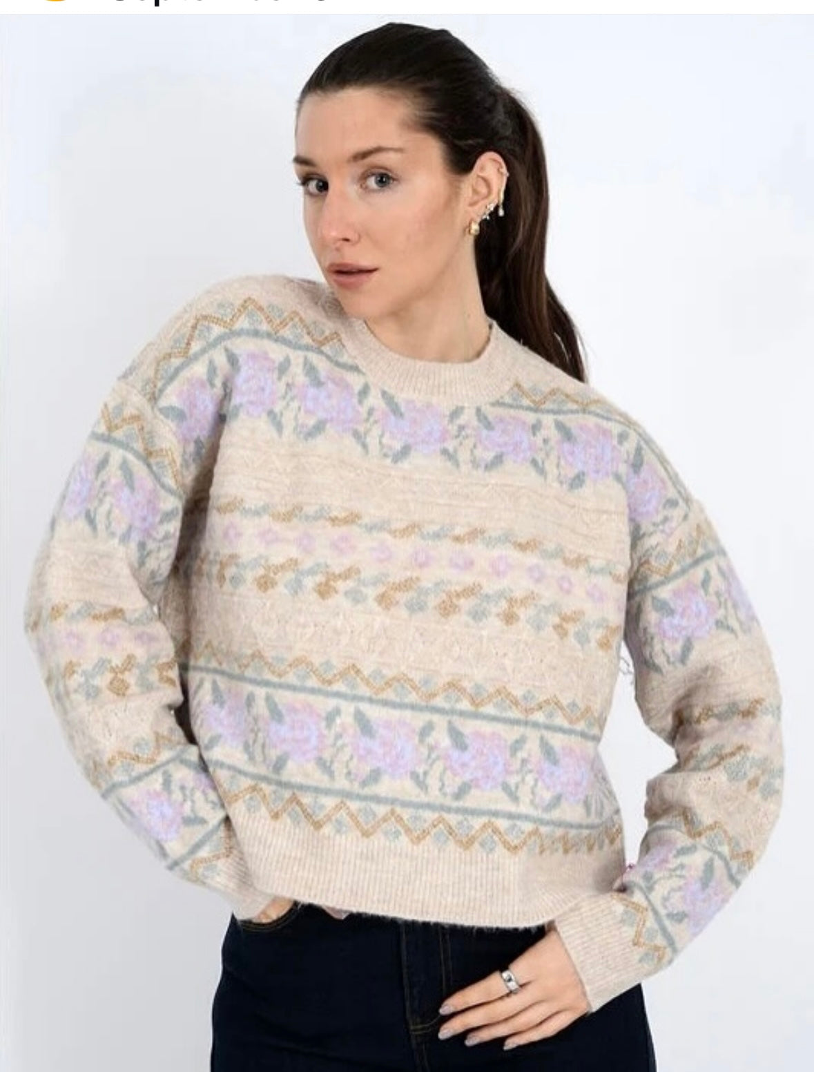 RD Style Hera Crew Neck Striped Sweater