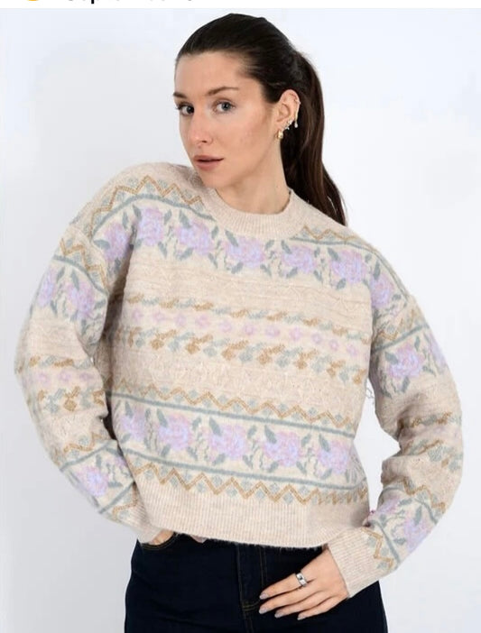 RD Style Hera Crew Neck Striped Sweater