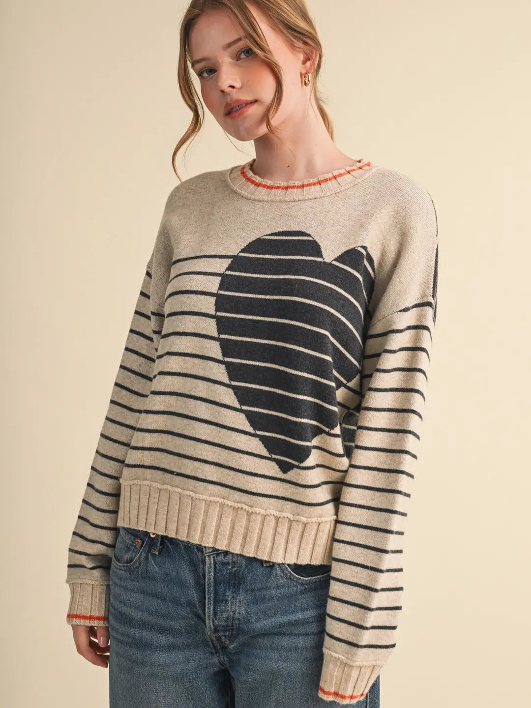 Heart Striped Sweater
