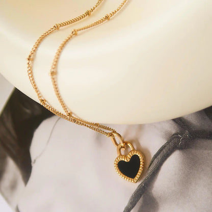 Kylie Double Sided Black & White Heart Necklace