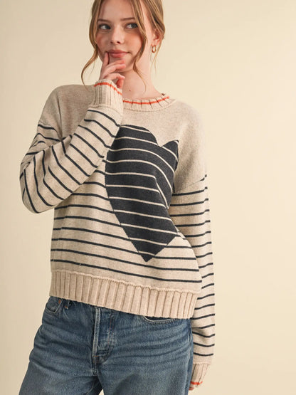 Heart Striped Sweater