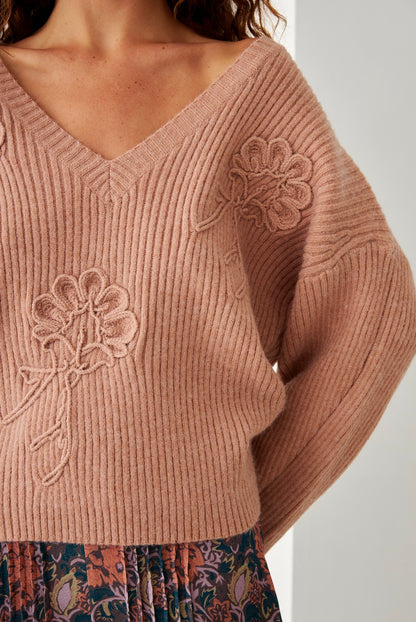Embroidered floral sweater