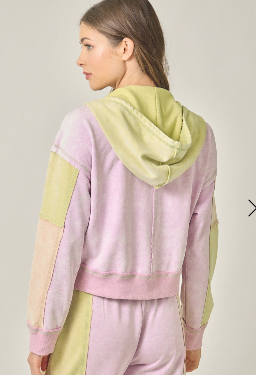 Colorblock Mineral Washed Hoodie