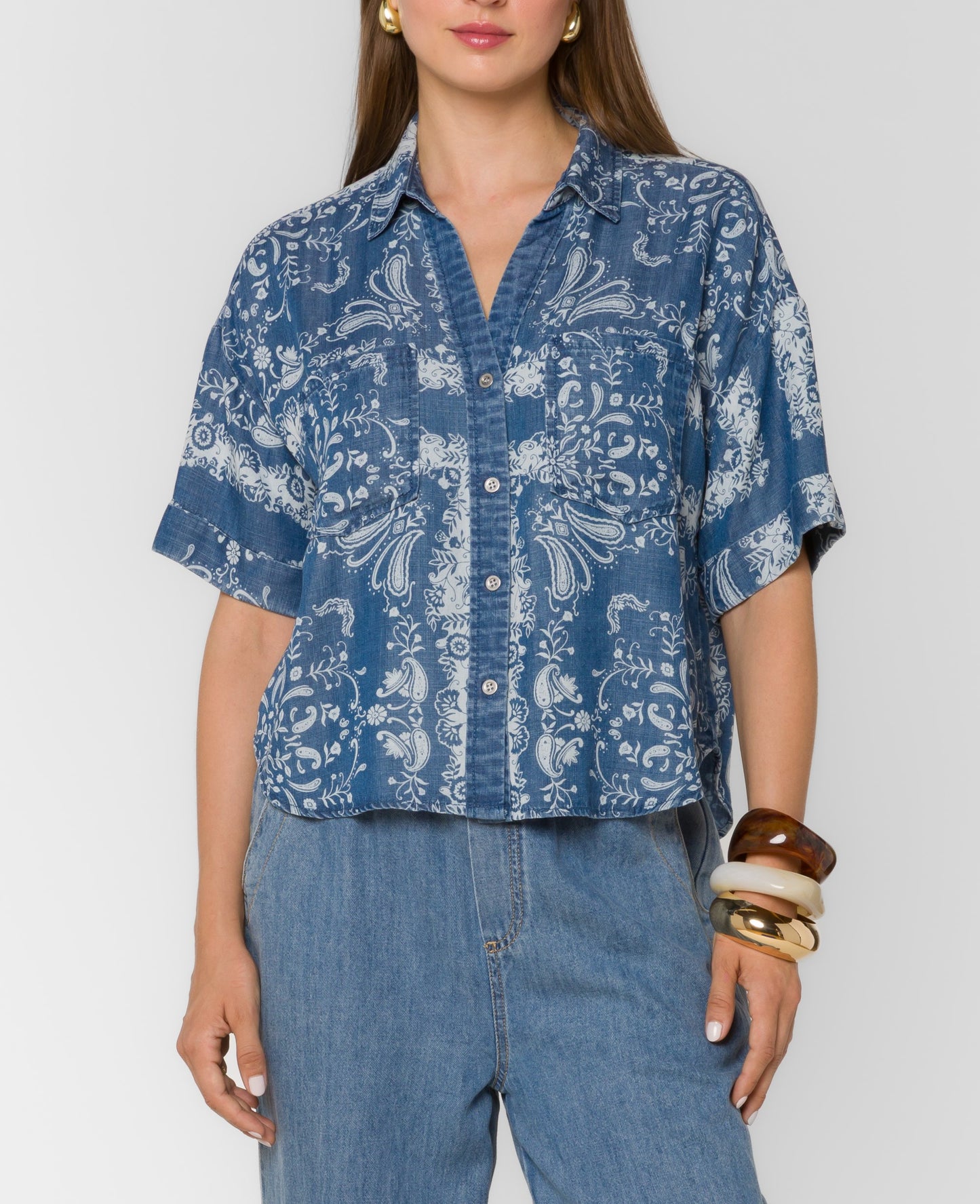 Velvet Heart Brandon Bandana Print Shirt