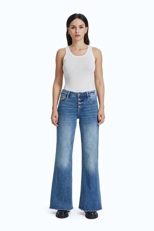Bayeas High Rise Wide Leg W/ Frayed Hem