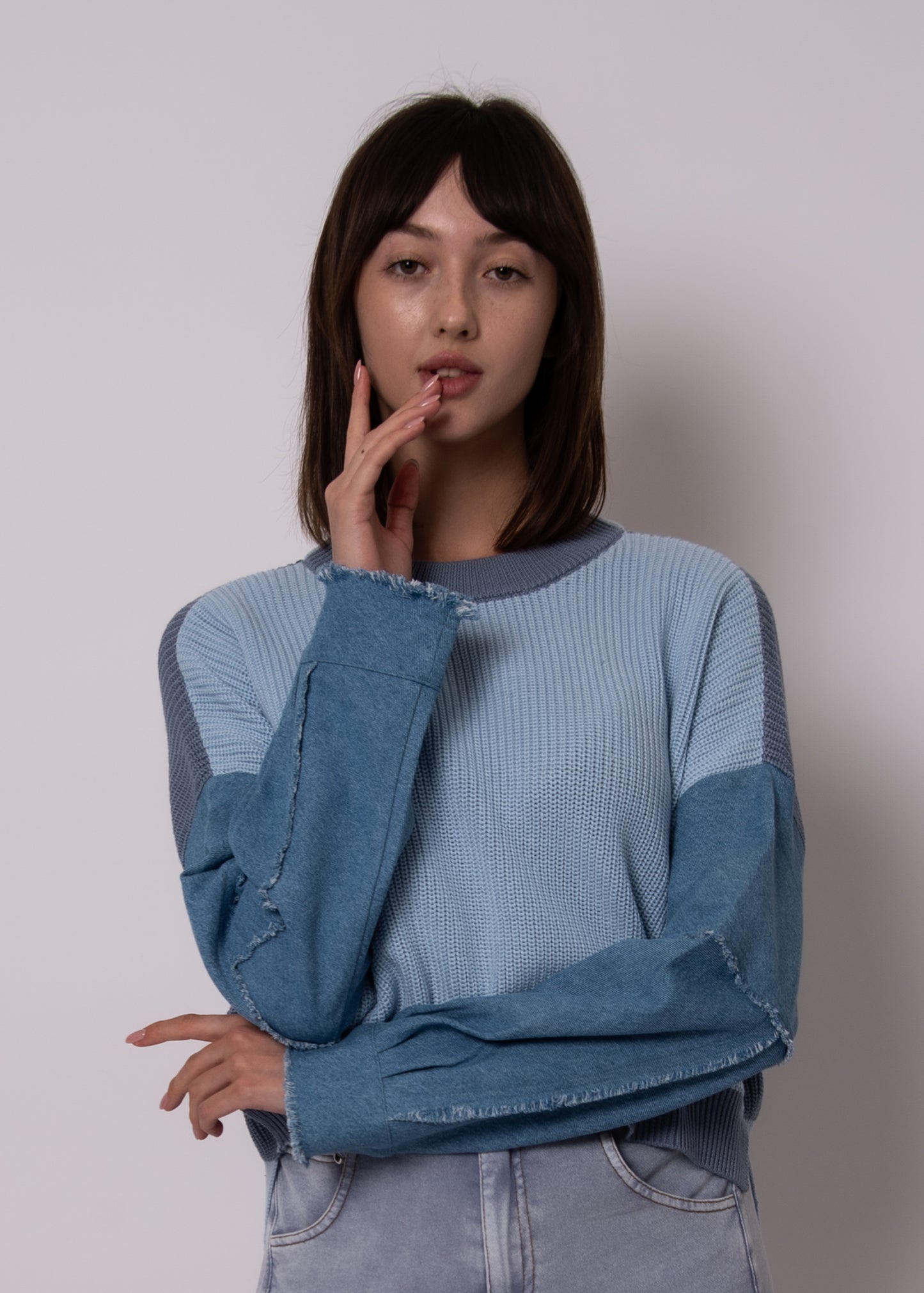 RD Style Rumer Denim Combo Sweater