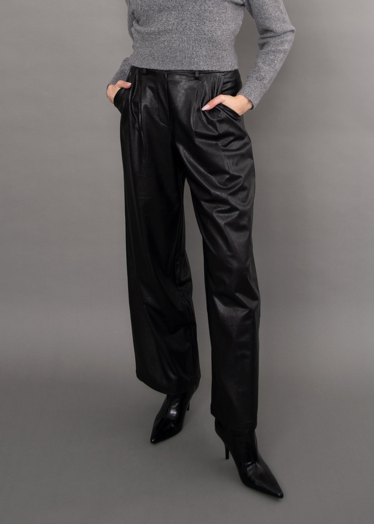 RD Style Philona Pull On Faux Leather Wide Leg Pant