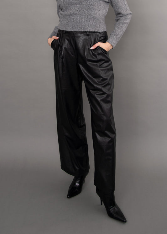 RD Style Philona Pull On Faux Leather Wide Leg Pant