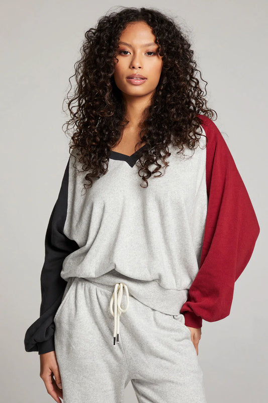 Hannah Fire Color Block V-Neck Pullover