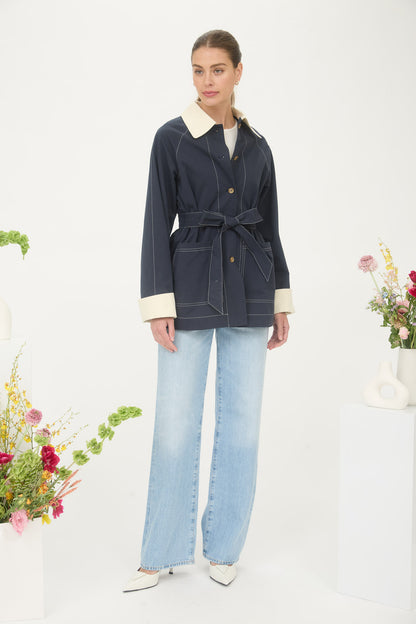 Zoe & Claire Tie Waist Trench Coat