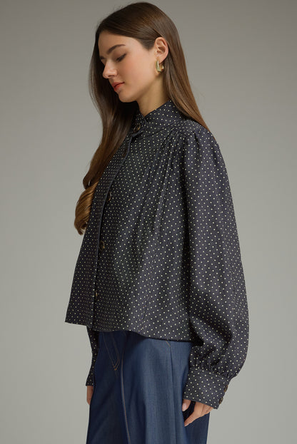 Bubble Hem Denim Shirt Jacket