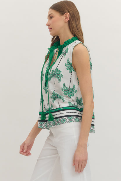 Palm Tree Sleeveless Top