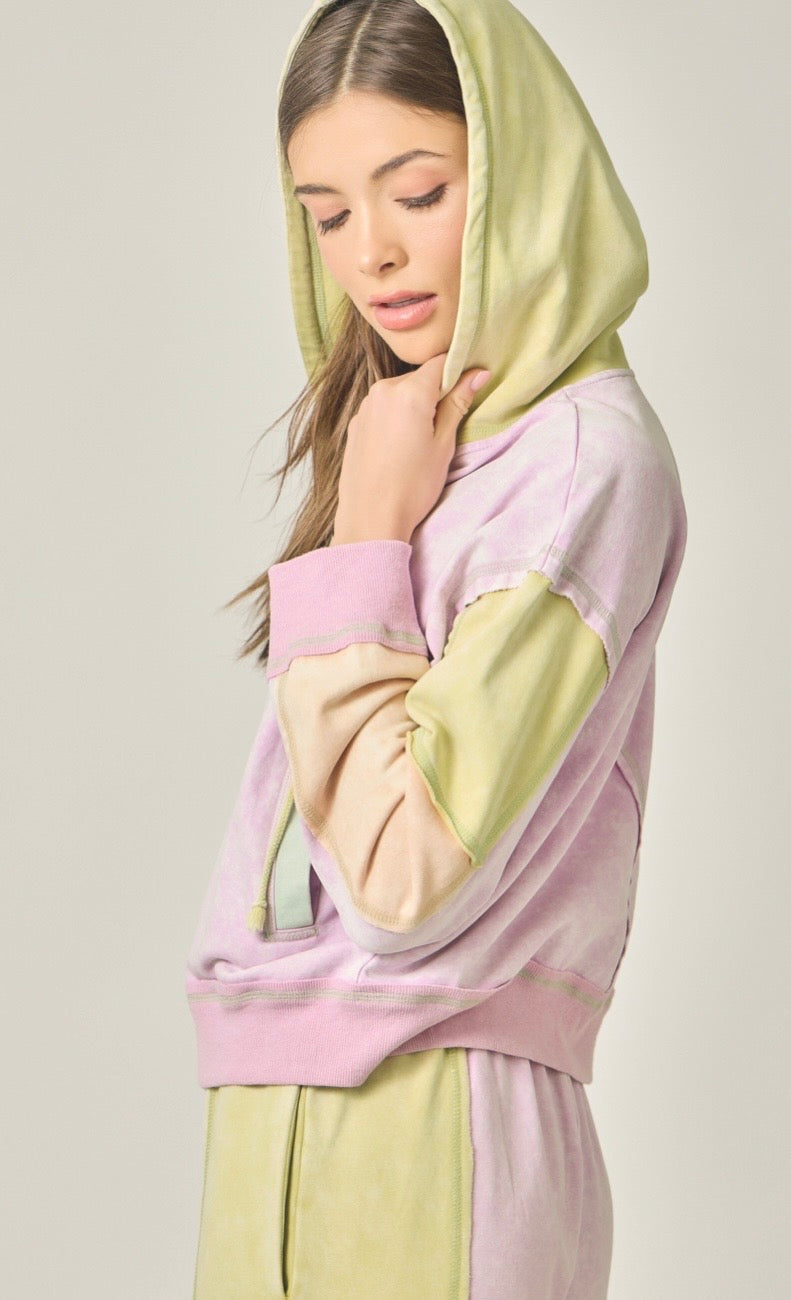 Colorblock Mineral Washed Hoodie