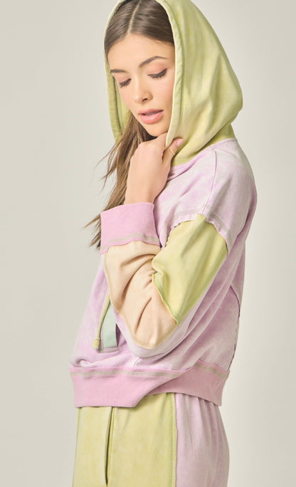 Colorblock Mineral Washed Hoodie
