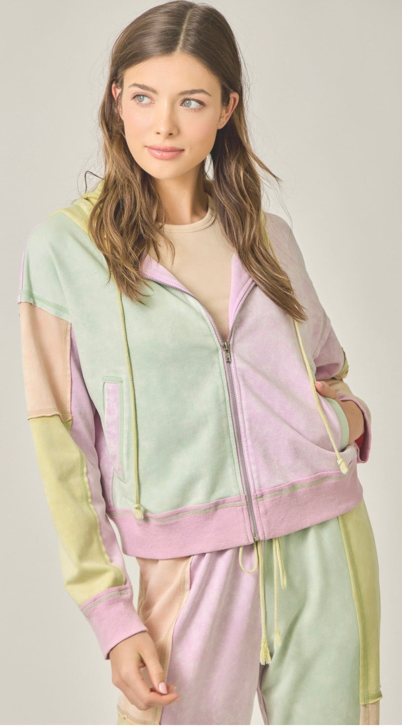 Colorblock Mineral Washed Hoodie