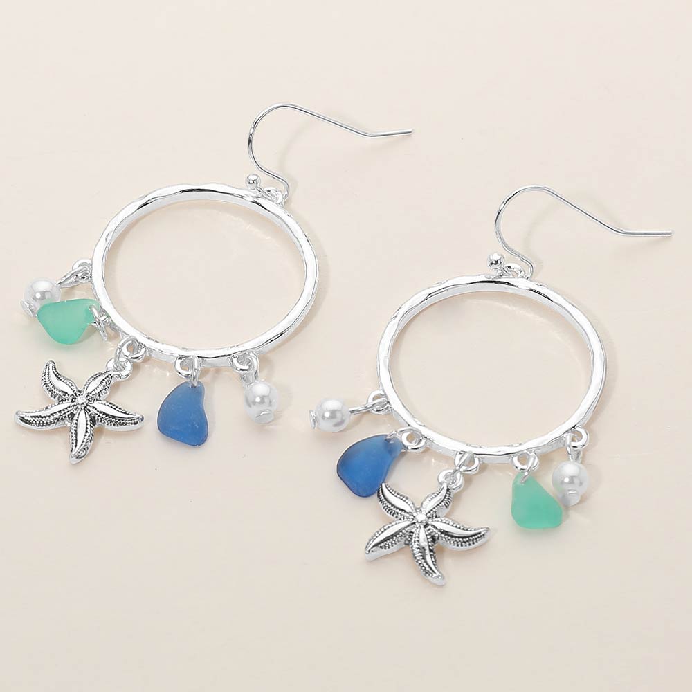 Starfish Sea Glass Charm Dangle Earring