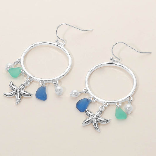 Starfish Sea Glass Charm Dangle Earring