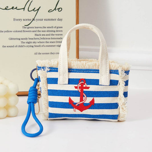 Nautical Anchor Mini Canvas Keychain Bag Charm