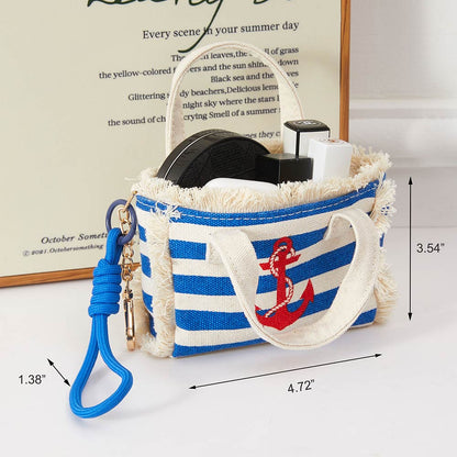 Nautical Anchor Mini Canvas Keychain Bag Charm