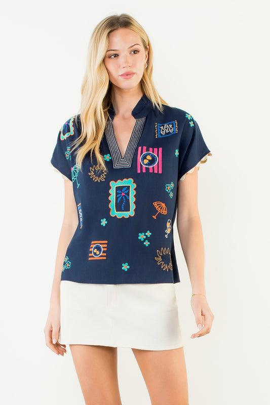 THML Embroider Detail S/S Top