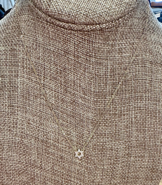 Star of David Necklace- Gold Plated CZ