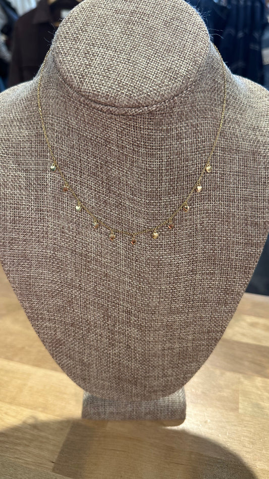 Heart Charms Necklace- Gold Plated