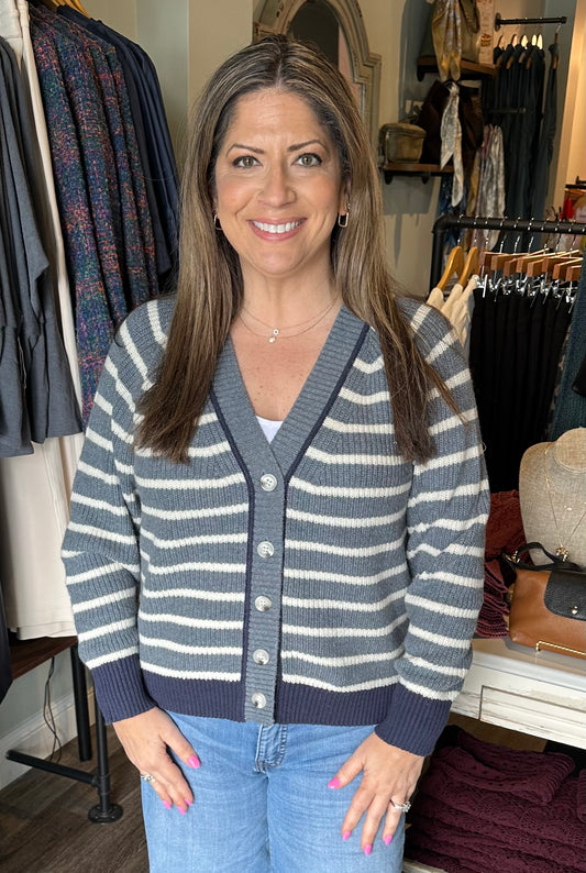 Hasson Striped Cardigan