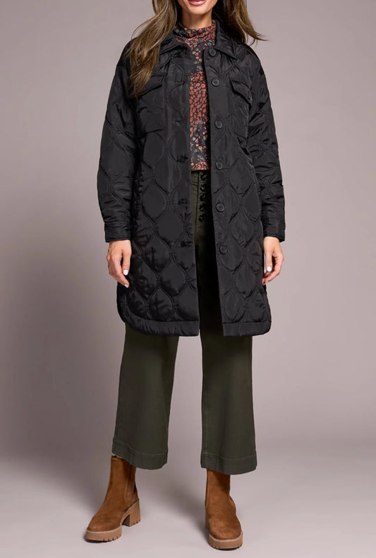 Tribal Long Button Up Quilted Jacket