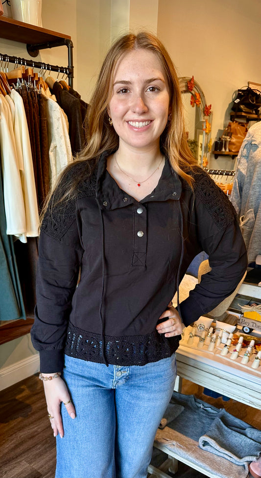 Another Love Kendri Button Front Henley Relaxed Pullover