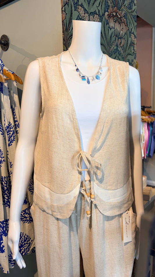 Vintage Havana Tie Front Vest