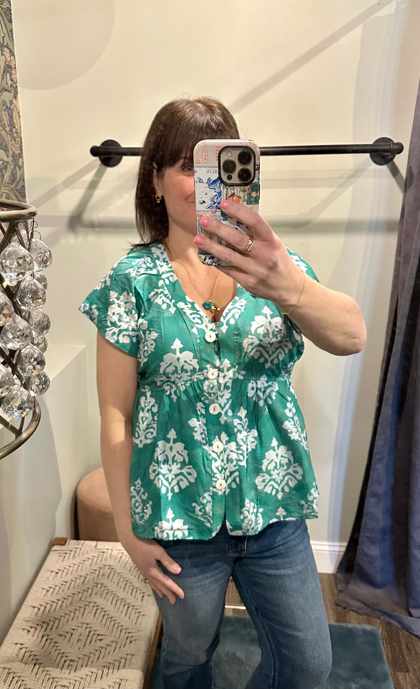 THML S/S Floral Pattern Button Down