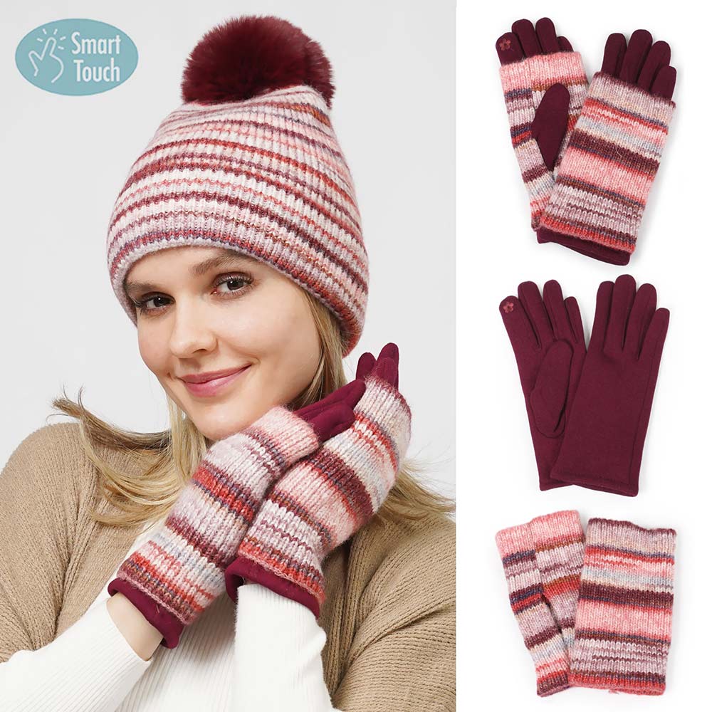 3 in 1 Multi Colored Touch Smart Gloves