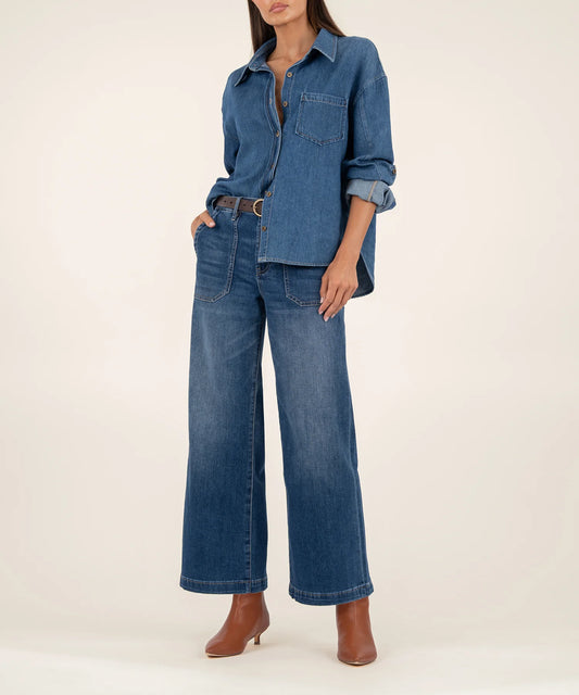 Kut from the Kloth Meg High Rise Wide Leg W/ Pork Chop Pockets