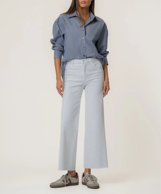 Kut from the Kloth Meg High Rise Wide Leg White Raw Hem