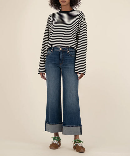 Kut from the Kloth Meg High Rise Wide Leg Roll Up