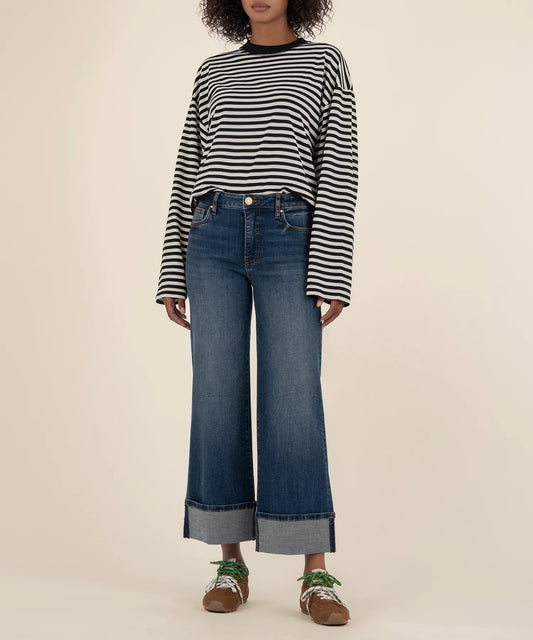 Kut from the Kloth Meg High Rise Wide Leg Roll Up