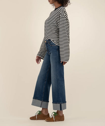 Kut from the Kloth Meg High Rise Wide Leg Roll Up