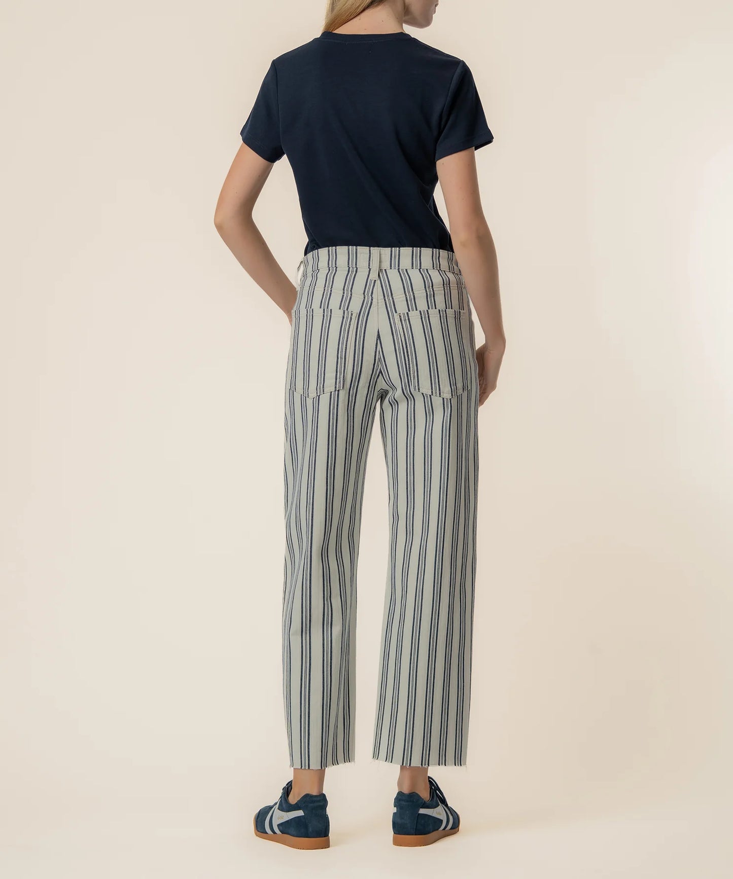 Kut from the Kloth Gwen Stripe Twill High Rise Wide Straight Leg