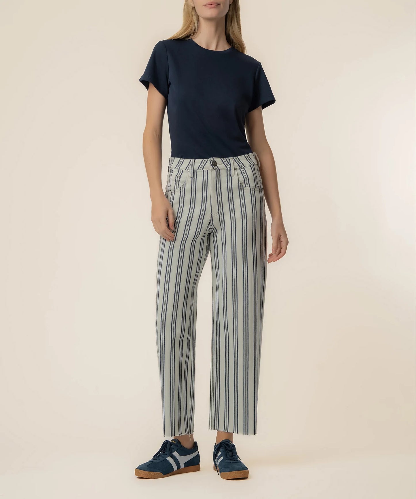 Kut from the Kloth Gwen Stripe Twill High Rise Wide Straight Leg