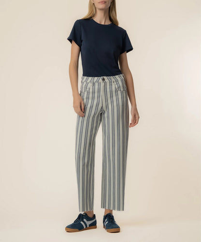 Kut from the Kloth Gwen Stripe Twill High Rise Wide Straight Leg
