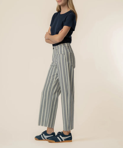 Kut from the Kloth Gwen Stripe Twill High Rise Wide Straight Leg