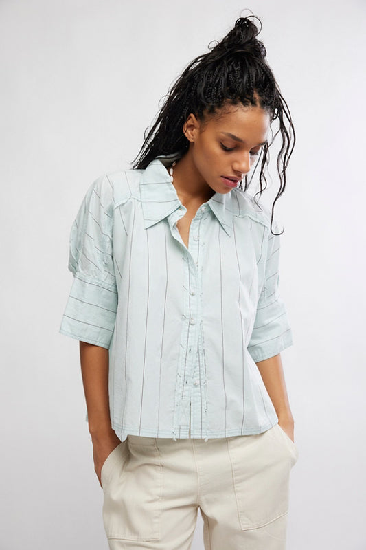 Free People Seaside Cotton Stripe Shirt