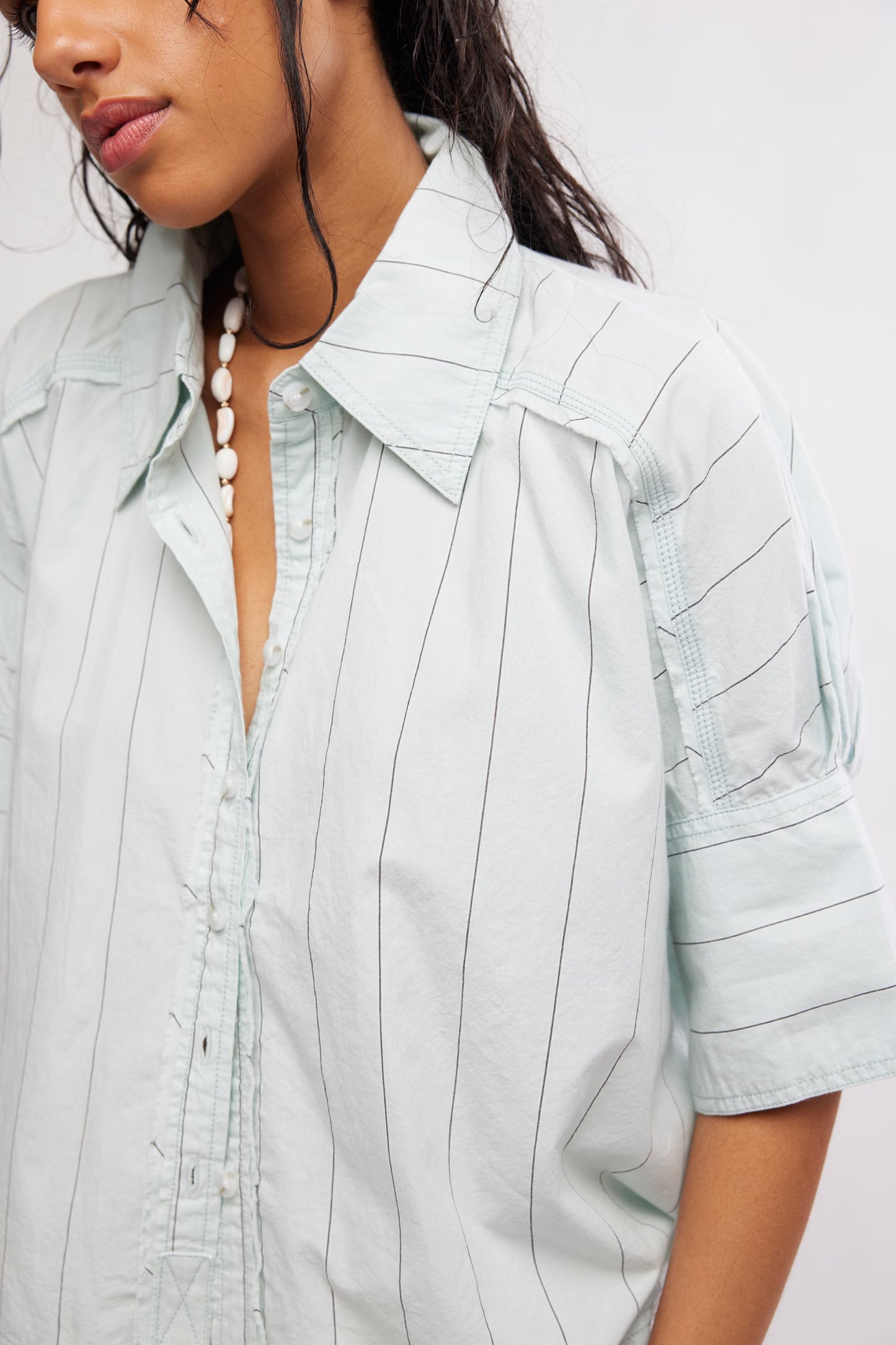 Free People Seaside Cotton Stripe Shirt