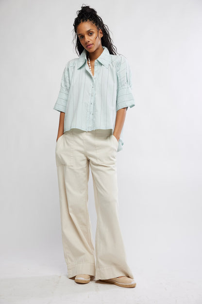 Free People Seaside Cotton Stripe Shirt
