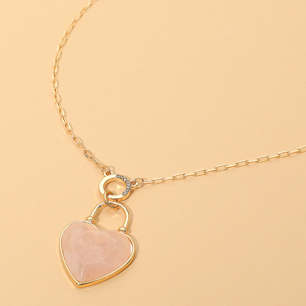 Heart Stone Pendant Necklace