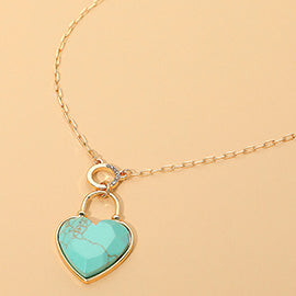 Heart Stone Pendant Necklace
